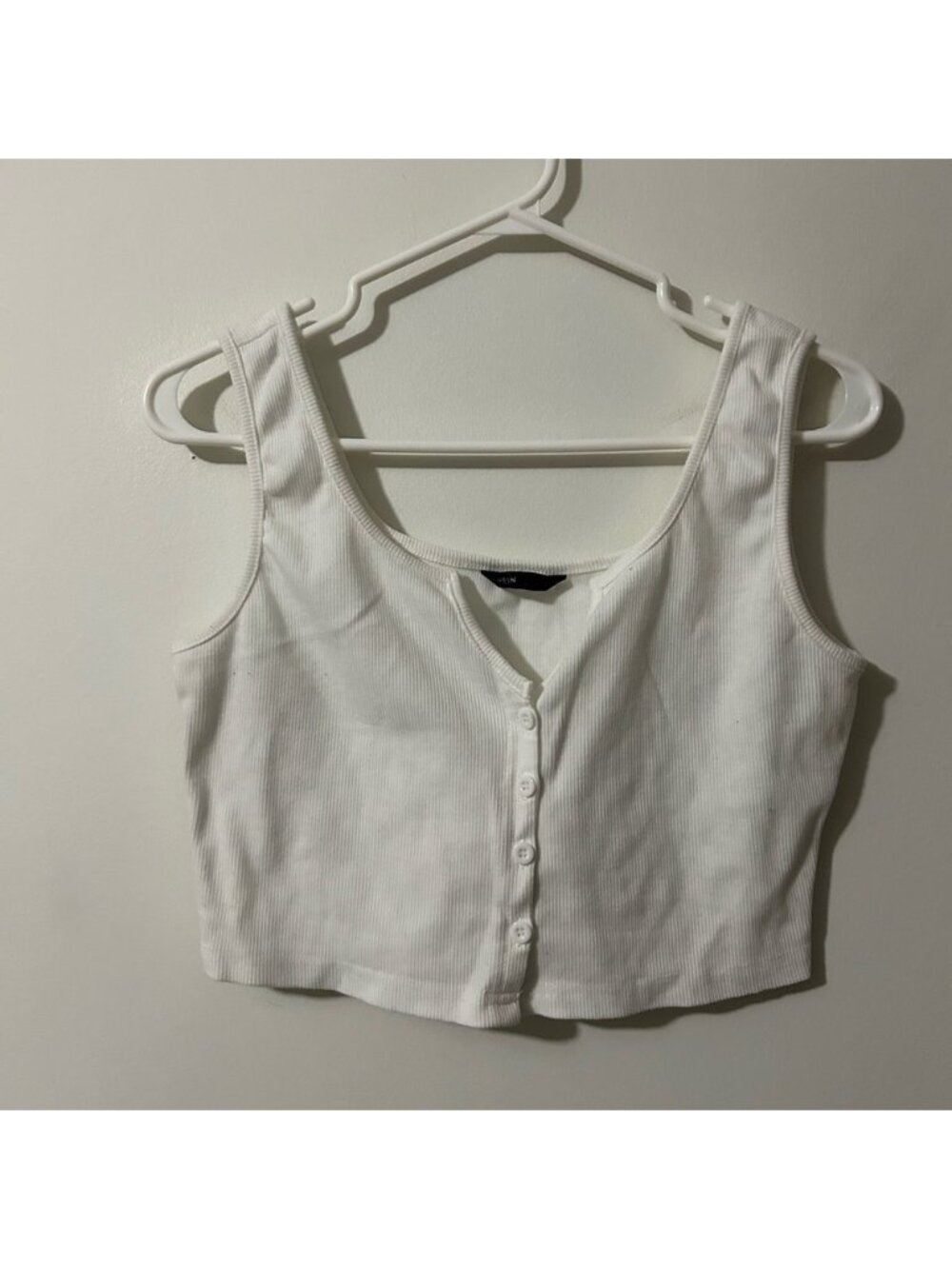 Shein White Button Up Cropped Tank Top